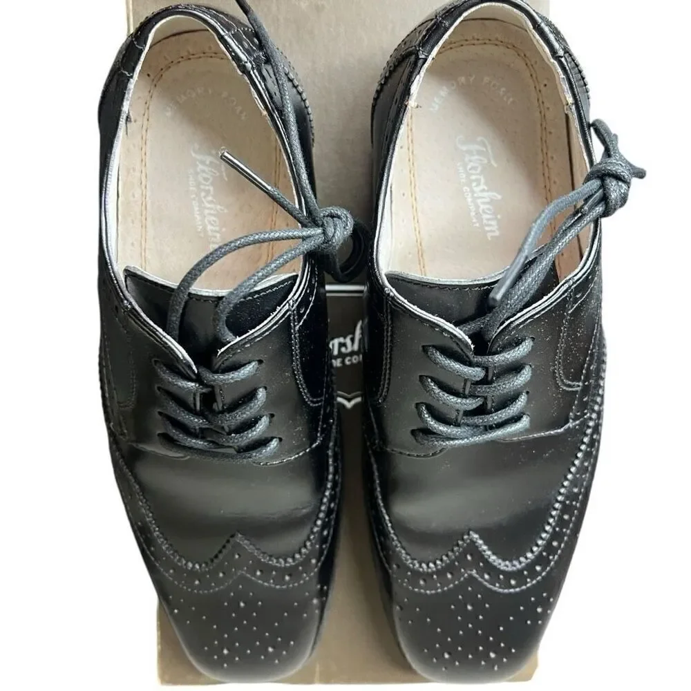 NEW Florsheim Boys Reveal Jr. Black Wingtip Oxford 5M